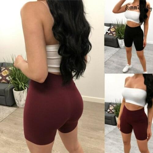 Sexy Casual Stretch Yoga Cycling Shorts Women High Waist Solid Color Bodycon Fitness Running Gym Sports Shorts Sweatpants