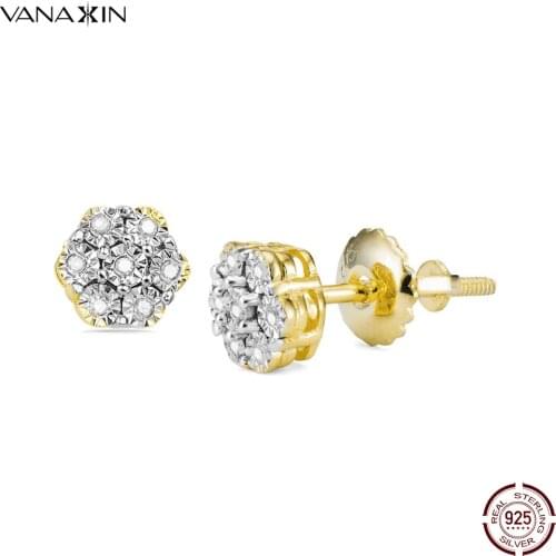 925 Earring Sterling Silver Jewelry Natural 7MM-L Size Stud Earrings Wedding AAAAA Stone Jewelry for Women Men Earring Gift