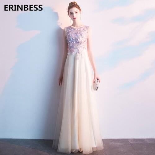 Vestido De Festa O-Neck Evening Dresses Long Floor Length A Line Tulle With Appliques Party Gowns Long Prom Dress 2019 Fashion