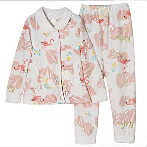 Spring hot sale new style flamingo print fashion maternity wear air quilted nursing pajamas