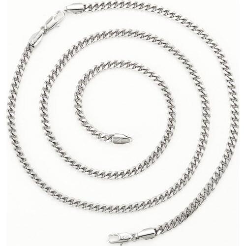 XP Jewelry -- Figaro Necklace and Bracelet Jewelry set for Men White Gold Color Length 45cm 19cm width with Environmental Copper