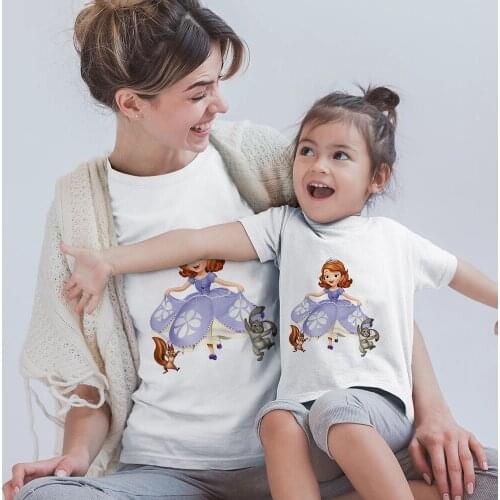 2021 New Fashion Family Matching T Shirt Sofia The Little Princess And Her Friends Printing Mother Daughter Tshirts Short Sleeve