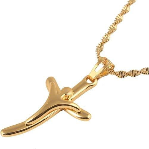 Gold Color Christian Cross Pendant Women Christianity Crucifix Classic Jewelry Charm Pendant Jesus Jewelry Gift