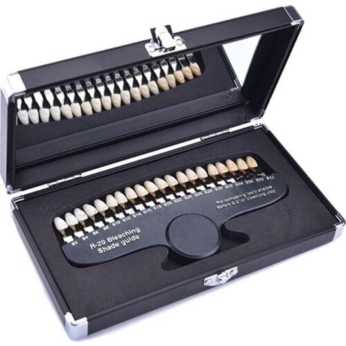 1 Set 20 Colors Dental Shade Guide Color Comparator Mirror Dental Colorimetric Plate for Teeth Whitening Dentist Tools