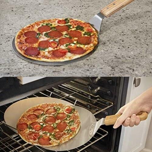 1 Piece Pizza Stone Baking Pastry Tools Stainless Steel Anti-scalding Pizzas Spatula Oak Handle Cake Shovel Kitchen Accessories