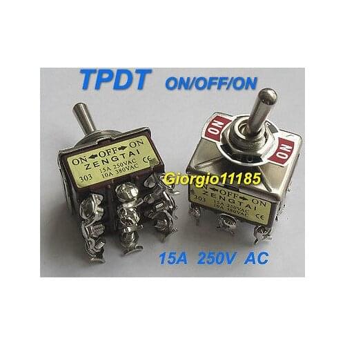 10pcs TPDT ON/OFF/ON Industrial Toggle Switches 303 triple pole double throw