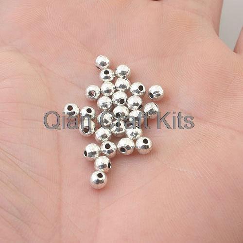 2000pcs silver tone spacer bead 4mm round ball spacer - silver spacer bead pewter Ball Space Finding lead and nickle free