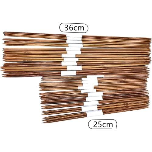 44pcs 25cm/36cm Weave Tool Bamboo Needle Carbonized Double Head Needle Straight Needle for Knitting Sweater Knit Set