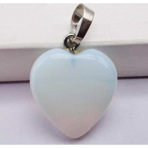 Opal Stone GEM Heart Pendant Lucky Jewelry S3033