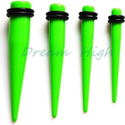 Free Shipping Green Colour Ear Piercing Taper Stretcher Plug Earring Stretching Expander Expanding Kit Set Style Hot Sale Newest
