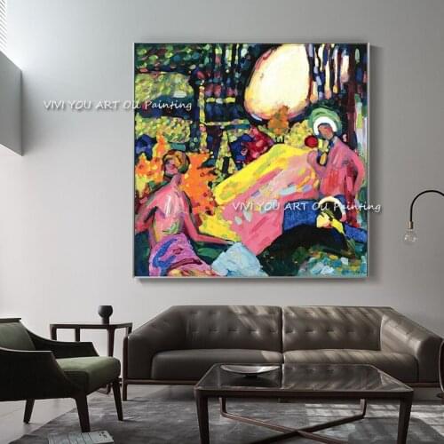 Large Size 100% Handmade Colorful Kandinsky oil painting Canvas Figure Modern Pictures for Living Room Home Decoration Wall Art