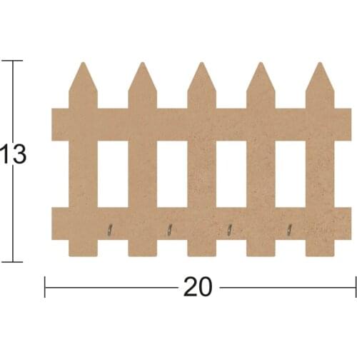 A044 Fence Keychain, Dyeable Raw Wood Mdf Key Chain