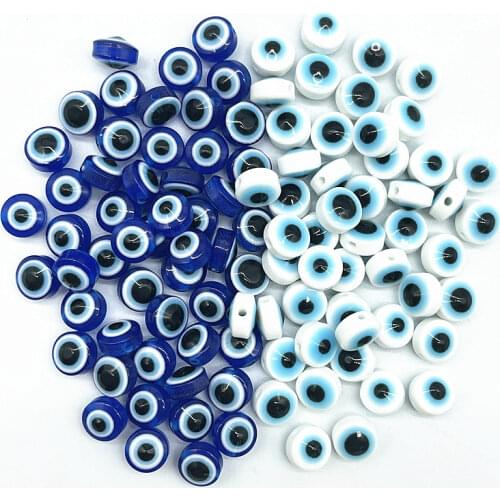 50pcs/lot 6mm 8mm 10mm Oval Beads Evil Eye Resin Spacer Beads for Jewelry Making DIY Earring Bracelet Accessories