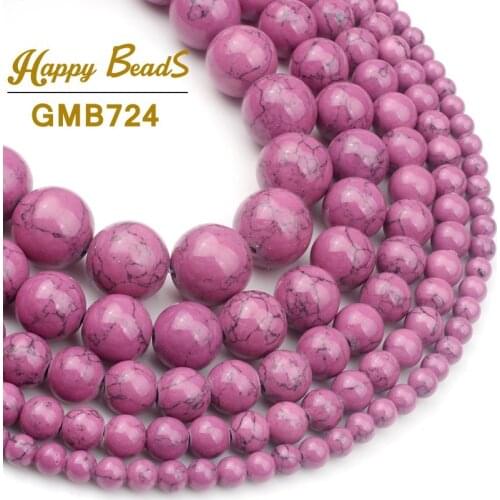 Purple Howlite Turquoises Round Loose Spacer Beads For Jewelry Making DIY Charm Fashion Bracelet Perles 15"Strand 4 6 8 10 12mm