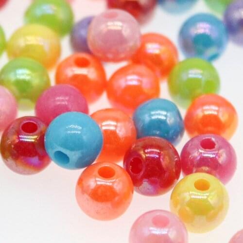 CHONGAI 100Pcs Mixed AB Color Round Acrylic Spacer Beads For Jewelry Making 8mm