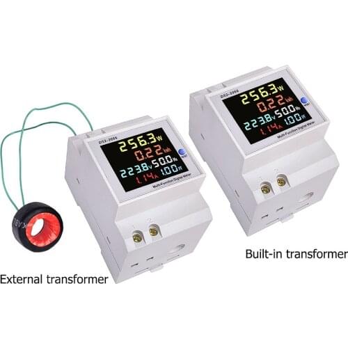 D52-2066 110V 220V 380V 100A 6 IN1 Din Rail AC Monitor Voltage Current Power Factor Active KWH Electric Frequency Meter VOLT AMP