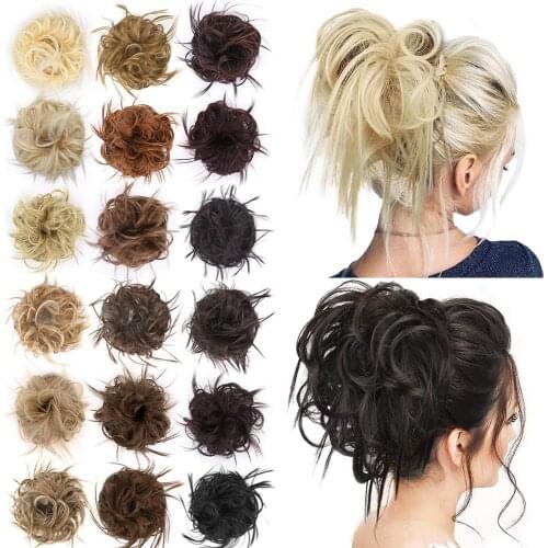 Elastic Extensions Hair Ribbon Scrunchie Ponytail Hairpieces Bands Messy Bun for Brides Women Synthetic Hair Chignons