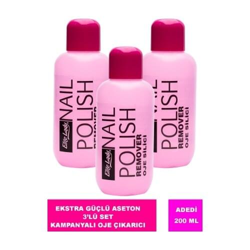 Elite Lady 3'LÜ Extra Strong Nail Polish Remover Nail Sarartmayan Acetone 200 Ml Nail Polish Eraser