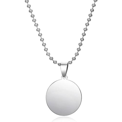 1PC European Simple SStainless Steel Round Dog Tag Pendant Necklace Men Personality Metal Color Army Tag Necklace Jewelry N4-2