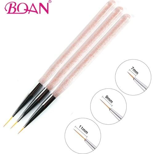 BQAN 3pcs/set 7/9/11mm Nail Art Acrylic Painting Brush Flower Design Stripes Lines Liner DIY Drawing Pen Manicure Tool