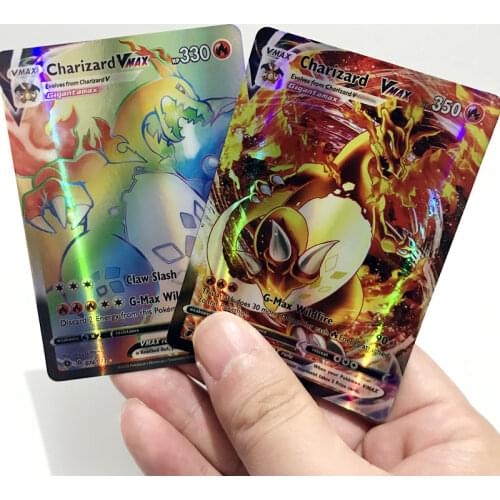 Hot Sale 100Pcs/Set Pokemon Cards Charizard Vmax Rainbow English V Tag Team GX Trading Game Card Shining Carte Toys For Children
