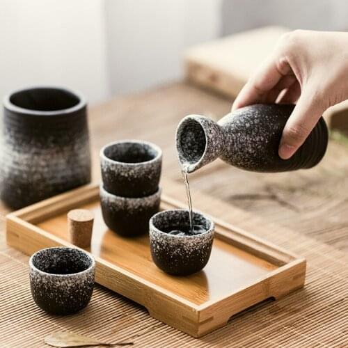 Japanese style ceramic retro sake set warm hot wine pot household yellow white wine bottle cup wine separator wineware gift box