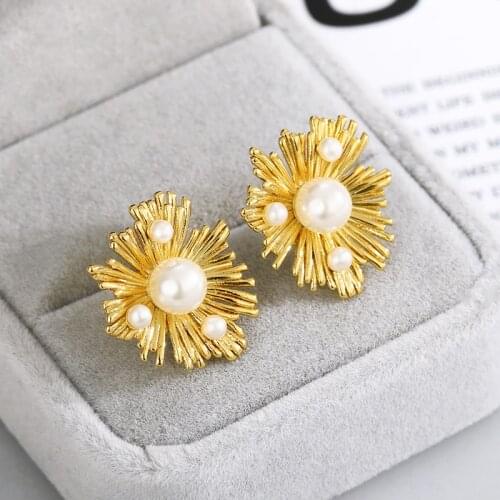 Korean Vintage Metal Pearl Earrings For Women Girl Christmas Gift Gold Silver Color Earring Luxury 2020 Trend Boho Jewelry