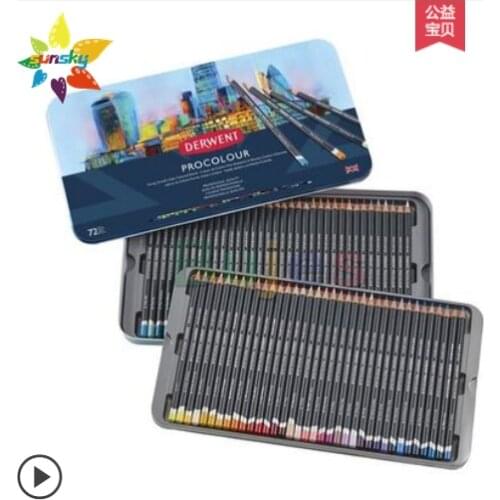 UK Derwent Procolour series 12/24 color Oil colored pencil art painting lead Round penholder 4 mm color laed art supplies