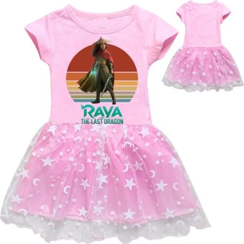 Summer Girls Raya and The Last Dragon Tshirt Dress Fashion Cartoon Clothes Kids Princess Dresses Children Raya Party Outfits