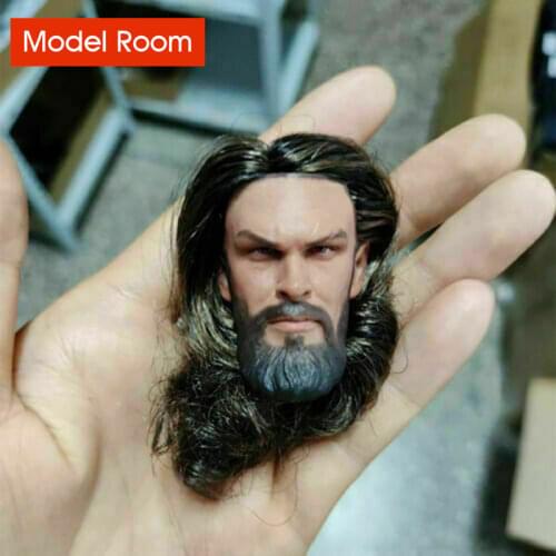 1/6 Scale Aquaman Jason Momoa Male Head Sculpt Carving Model Planted Hair PVC Toy for 12" Man Action Figure Body In Stock