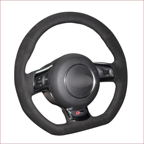 Mewant Hand-stitched DIY Black Suede Car Steering Wheel Cover for Audi TT TTS (8J) 2006-2014 A3 S3 (8P) Sportback 2008-2012 R8