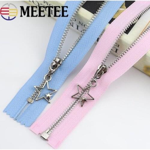Meetee 2pcs 3# Metal Zipper 20/25cm Close-end 40/50/60/70cm Open End Auto Lock Silver Zip DIY Bags Garment Sewing Accessories