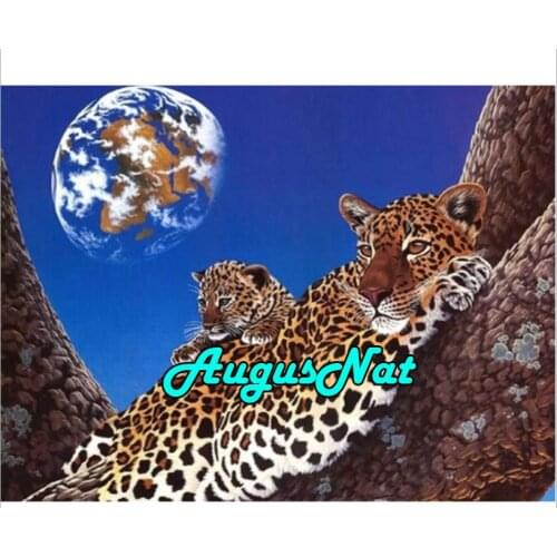 Moon leopard diamond painting cross stitch scenery daimond embroidery full drill 5d daimant mosaic painting puzzle picture