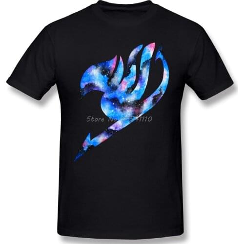 Men Anime FAIRY TAIL Natsu Dragneel Anime T-Shirt Galaxy Logo Tees Harajuku TShirt Men Cotton Tees Harajuku Streetwear