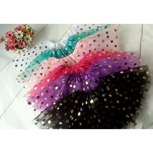 2016 new baby girls gold polka dot tutu skirt ballet dance tutu pettiskirt