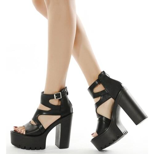2021 New All-match High-heeled Thick-heeled Sexy European and American Shoes Fish Mouth Sandals Large size 35-42