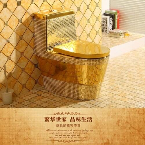 New super rotating golden toilet creative mosaic golden toilet color bathroom toilet color gold toilet