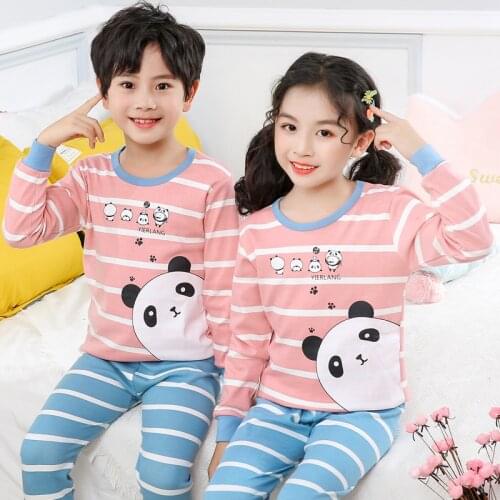 Autumn Children Pajamas Boys Cartoon Panda Clothes Pyjamas Kids Cotton Pijama Infantil Kids Sleepwear Nightwear Boys Clothing