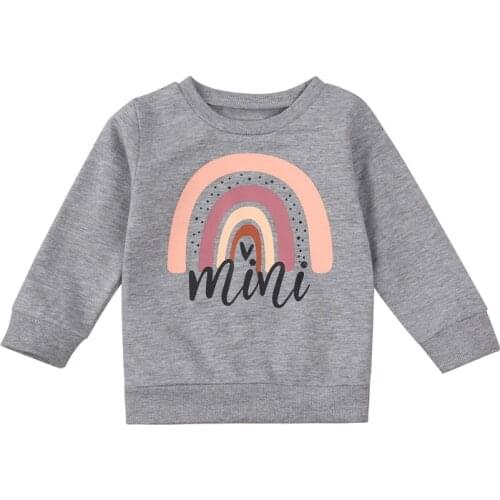 1-5T Toddler Kid Baby Boy Girl Clothes Autumn Rainbow Print Pullover Sweatshirt Cute Sweet Cotton Hoodies Childrens Outfit