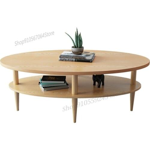 Nordic Small Apartment Simple Oval Coffee Table Double-layer Simple Modern Creative Sofa Side A Few Corners Small Round Table