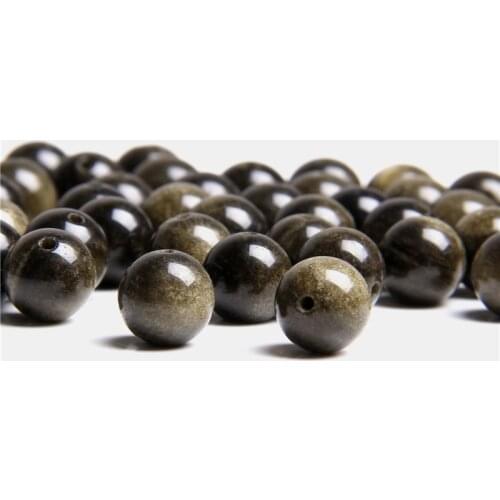 Rainbow Black Obsidians Natural Stone Round Beads Golden Obsidian Agates Crystal Spacer Beads For Jewelry Making DIY 15" Strand