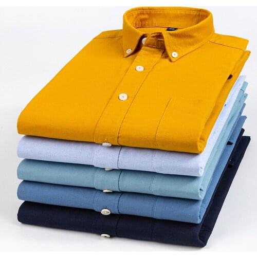 Spring Autumn mens long sleeve shirts cotton Solid color quality Brand casual fashion social Dress Shirts Business shirt men