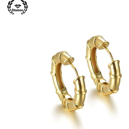 Diamon New Brand Bamboo Circle Hoop Earrings For Women Girls Copper Earrings Gold/Sliver Color Vintage Jewelry Gifts