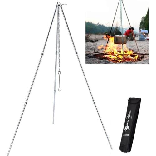 Outdoor Camping Bonfire Tripod Frame Ultralight Travel Tourist Tripod Backpacking Cooking Rack Camping Accessories