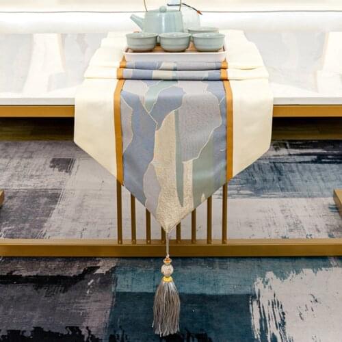 Modern Simple Light Luxury Stitching High-Precision Tablecloth Towel Wedding Party Decoration Chinese Coffee Table Table Runner