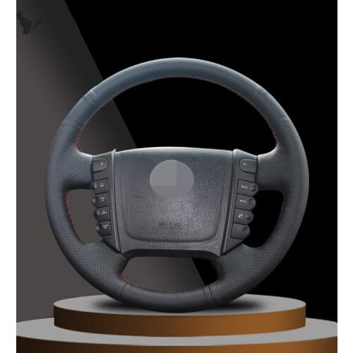 Hand-stitched Black Artificial Leather Steering Wheel Cover for Ssangyong Rexton Rexton W Rodius