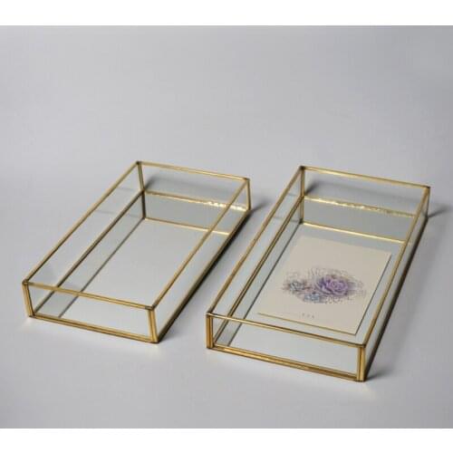 Glass box rectangular jewelry storage plate glass tray Wedding cake decoration