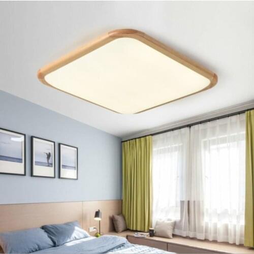 Solid wood LED ceiling lamp Square LED wood lamps Simple modern bedroom living room Japanese ceiling lamp