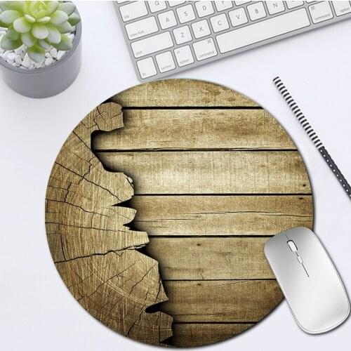 Mousepad Universal Gaming Mouse Pad Wood Series Writing Desk Mats 22x22 CM Round Mouse Mat for Learning Work Games