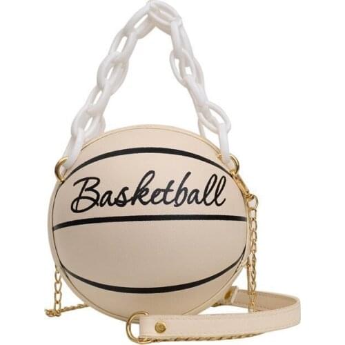 Women Basketball Shaped Cross Body Messenger Bag Purse Tote Mini Shoulder PU Leather Round Handbag for Girls